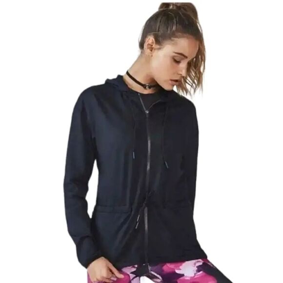 Fabletics Siena Workout Cinch Waist Fleece Jacket in Black Size XXS - Picture 12 of 12
